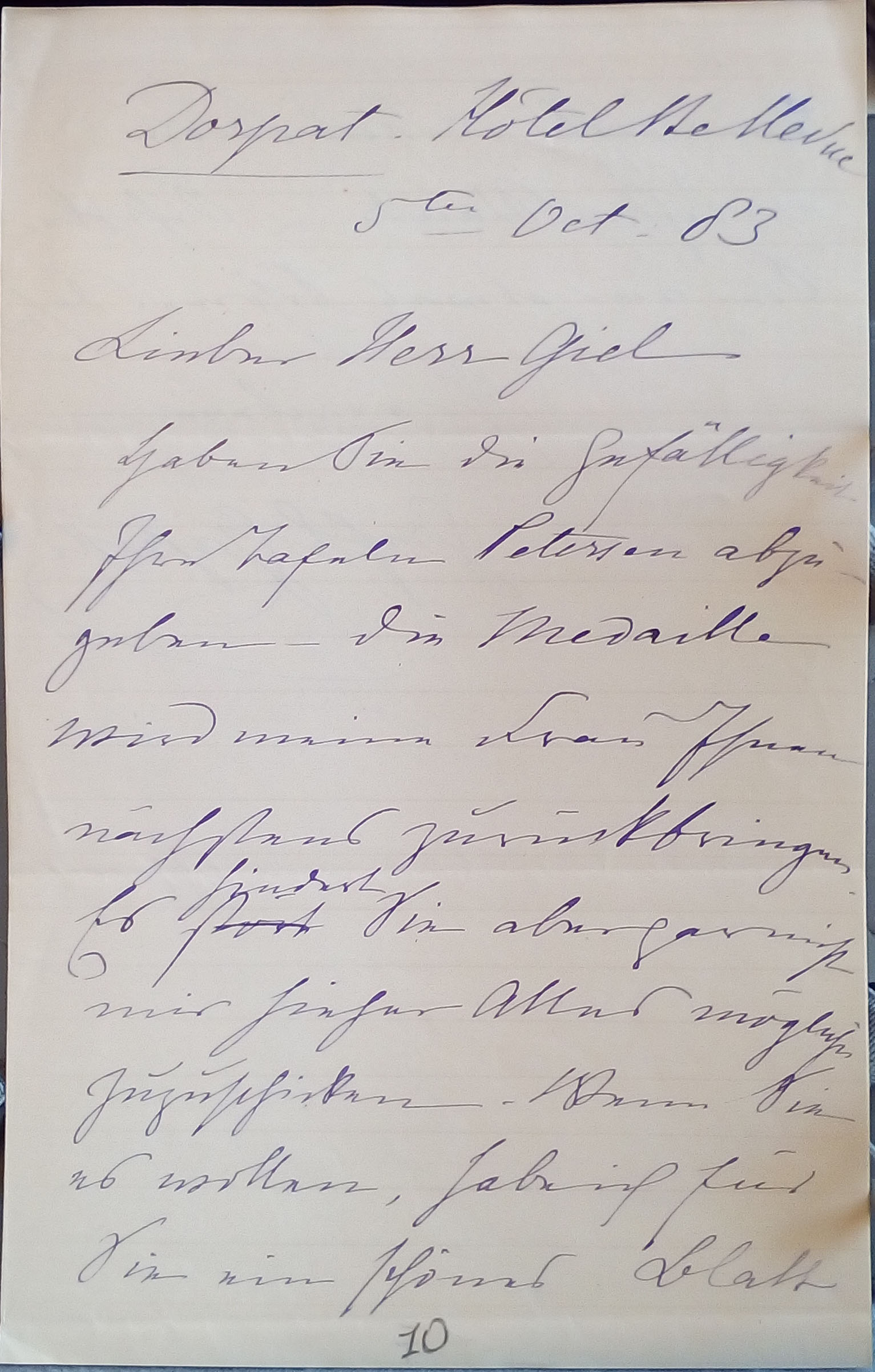 Письма Гуттен-Чапского. ОР РНБ Ф 914 Ед хр 117 Л 10.